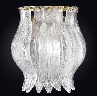 Elegante wandlamp PETALI met Muranoglas goud, transparant