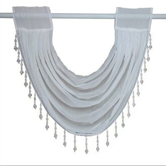 Elegante Witte Gaas Gordijn. Crystal Kwasten Versierd De Gordijn. Drape Water Rimpel Gordijn 1 stuk