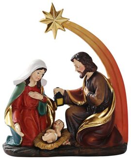 Elegante Woondecoratie Profiel Kerststal Omvat Heilige Familie Hars Decoratieve Cijfers Persoonlijkheid Jaar Ornamenten #4