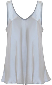 Elegante Zijden Vest Top met Uitlopende Zoom Kocca , Gray , Dames - Xl,L,M,S,Xs