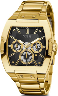 Elegante zwarte wijzerplaat roestvrijstalen horloge Guess , Yellow , Heren - ONE Size