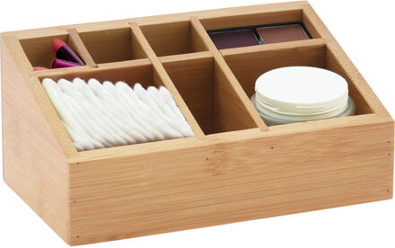 Eleganza Make-up organizer - bamboe hout - 17 x 10 x 8 cm - kwasten houder