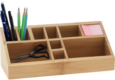 Eleganza Pennenbak bureau organizer - bamboe hout - 23 x 9 x 9 cm - 10-vaks