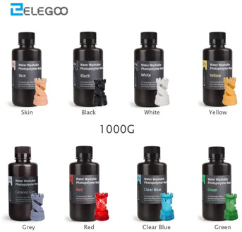 ELEGOO 1000ml Water Washable 3D Printer Resin LCD UV-Curing Resin 405nm Standard Photopolymer Resin for LCD 3D Printing 8 Colors