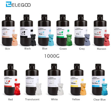 ELEGOO 3D Printer Resin LCD UV-Curing Resin 405nm Standard Photopolymer Resin for LCD 3D Printing 1000ml Black Grey White Skin