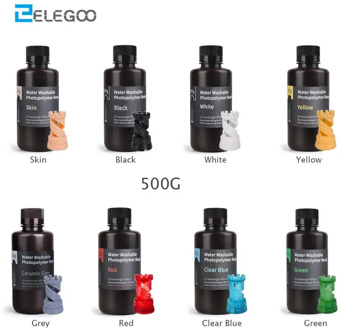 ELEGOO Water Washable 3D Printer Resin LCD UV-Curing Resin 405nm Standard Photopolymer Resin for LCD 3D Printing 500ml 8 Colors