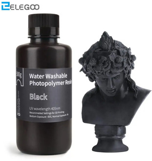 ELEGOO Water Washable 3D Printer Resin LCD UV-Curing Resin 405nm Standard Photopolymer Resin for LCD 3D Printing 500ml Black