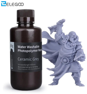 ELEGOO Water Washable 3D Printer Resin LCD UV-Curing Resin 405nm Standard Photopolymer Resin for LCD 3D Printing 500ml Grey