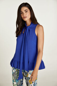 Elektrisch blauwe top met ruches