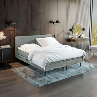 Elektrisch verstelbare Boxspring 'Oslo' kleur slate grey, 140 x 200 cm, matrassen 2 x medium