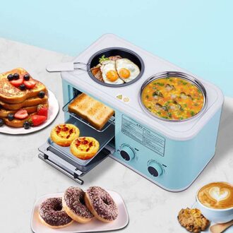 Elektrische 3 In 1 Huishoudelijke Ontbijt Machine Mini Brood Broodrooster Bakken Oven Omelet Koekenpan Pot Ketel Voedsel Stoomboot eu groen