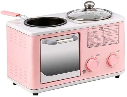 Elektrische 3 In 1 Huishoudelijke Ontbijt Machine Mini Brood Broodrooster Bakken Oven Omelet Koekenpan Pot Ketel Voedsel Stoomboot eu Roze
