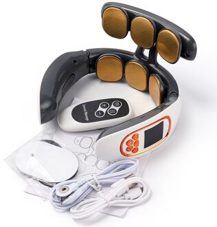 Elektrische 4D Smart Hals Massager 6 Hoofd Pulse Halswervel Massager Body Relax Pijnbestrijding Gezondheidszorg Massage Machine Bruin
