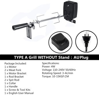 Elektrische Automatische Bbq Grill Rotisserie Barbecue Motor Spit Rvs Koffiebrander Staaf Vlees Vork Outdoor Camping Koken Gereedschap AU plug