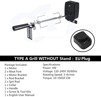 Elektrische Automatische Bbq Grill Rotisserie Barbecue Motor Spit Rvs Koffiebrander Staaf Vlees Vork Outdoor Camping Koken Gereedschap EU plug