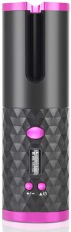 Elektrische Automatische Haarkrulspelden Machine Draagbare Keramische Draadloze Usb Oplaadbare Lcd Display Haar Krultangen Styling Tools grijs