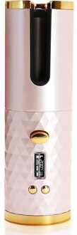 Elektrische Automatische Haarkrulspelden Machine Draagbare Keramische Draadloze Usb Oplaadbare Lcd Display Haar Krultangen Styling Tools roze