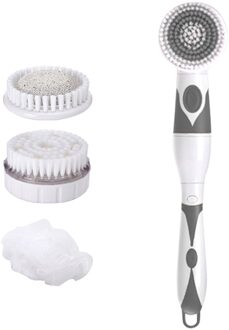 Elektrische Bad Borstel Lange Steel Back Massage Scrubber Douche Borstel Verwijderen Exfoliërende Badkamer Douche Wassen Tool grijs