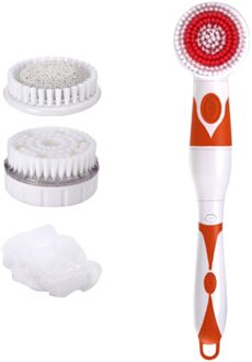 Elektrische Bad Borstel Lange Steel Back Massage Scrubber Douche Borstel Verwijderen Exfoliërende Badkamer Douche Wassen Tool Oranje