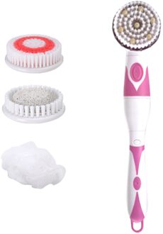Elektrische Bad Borstel Lange Steel Back Massage Scrubber Douche Borstel Verwijderen Exfoliërende Badkamer Douche Wassen Tool Roze