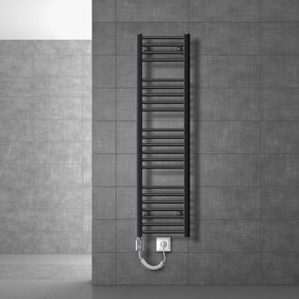 Elektrische badkamerradiator met verwarmingselement 1200W 300x1400 mm antraciet recht met zijaansluiting LuxeBath Zwart