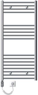 Elektrische badkamerradiator met verwarmingselement 1200W 600x1200 mm chroom recht met zijaansluiting LuxeBath Zilverkleurig