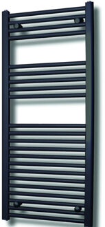 Elektrische Design Radiator Sanicare Plug & Play 111,8x45 cm Mat Zwart 596 Watt Met Chroom Thermostaat Links