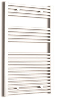 Elektrische Design Radiator Sanicare Plug & Play 111,8x45 cm Wit 596 Watt Met Zwarte Thermostaat Links