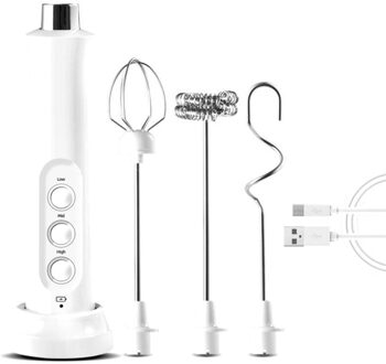 Elektrische Eiklopper 3-Snelheden Usb Oplaadbare Mixer Heads Eierklopper Frother Roerder Koffie Melk Drink Blender