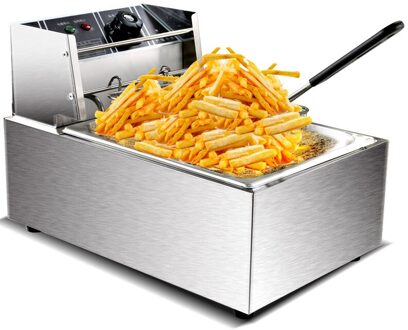 Elektrische Friteuse Automatische 6L Vis En Chips Friteuse Commerciële Rvs Friteuse Machine