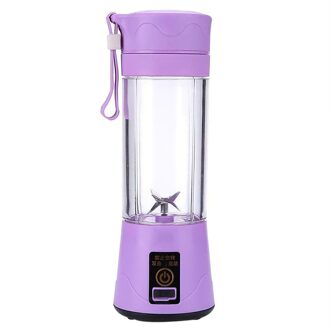 Elektrische Fruitpers 380Ml Rvs Mini Hand Portable Smoothie Maker Shaker Fles Blenders Mixer Usb Oplaadbare Paars