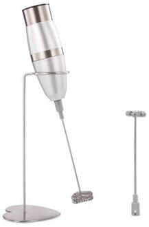 Elektrische Handheld Melkopschuimer, Foamer Eiklopper Dubbele Lente Garde Hoofd Rvs Drink Mixer Koffie Mak