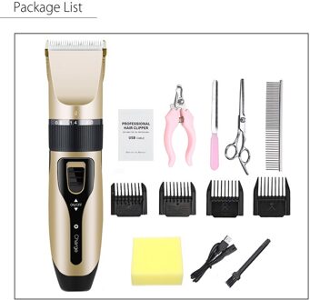 Elektrische Hond Haar Trimmer Geluidsarme Huisdier Tondeuse Machine Oplaadbare Grooming Cutter Pet Hair Remover Kam + Spare blade type A