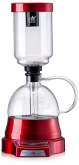 Elektrische Japanse Stijl Sifon Koffiezetapparaat 3 Cups Vacuüm Koffie Machine Brouwer Druppelen Thee Sifon Glazen Pot Filter Eu Ons plug rood / EU