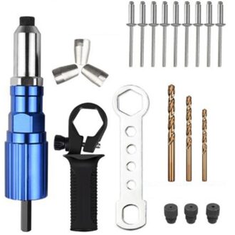 Elektrische Klinknagel Adapter 2.4Mm-4.8Mm Core Pull Klinken Conversie Hoofd Klinken Tool Met 3 Twist Boor En 150 Klinknagel.