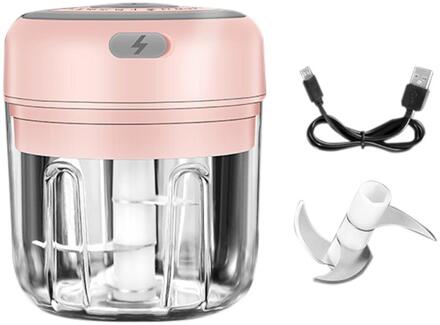 Elektrische Knoflook Stamper Stevig Duurzaam Mini Crusher Chopper Usb Opladen Voor Verpletterd Knoflook Geplet Gember Gemalen Verse Chili Roze