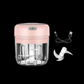 Elektrische Knoflookpers Voedsel Crusher Mini Knoflookpers Knoflook Crusher Groente Chopper Voor Keuken Verpletterd Knoflook Gemalen Gember 250ml roze
