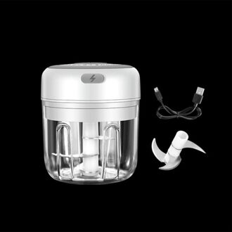 Elektrische Knoflookpers Voedsel Crusher Mini Knoflookpers Knoflook Crusher Groente Chopper Voor Keuken Verpletterd Knoflook Gemalen Gember 250ml wit