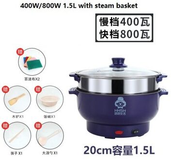 Elektrische Koekenpan Slaapzaal Elektrische Fornuis Multifunctionele 2.5L 4L Optionele Mini Non-Sticky Kookpot 1.5L met basket