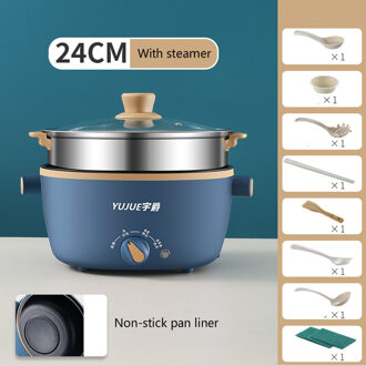 Elektrische Kookplaat Multifunctionele Huishouden Slaapzaal Student Kleine Elektrische Pot Koken Noedels Elektrische Pot Elektrische Cookin 24CM met steamer