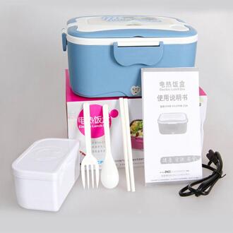 Elektrische Lunchbox Roestvrijstalen Voering Plug-In Verwarming Lunchbox 35W Stofdicht Bacteriën Oververhitting Bescherming Verwarming Voedsel blauw 12V