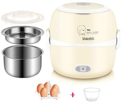 Elektrische Lunchbox Warmte Behoud Multifunctionele Double-Layer Verwarming Rijstkoker Kleine Roestvrijstalen Met Lunchbox khaki