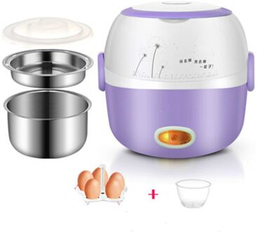 Elektrische Lunchbox Warmte Behoud Multifunctionele Double-Layer Verwarming Rijstkoker Kleine Roestvrijstalen Met Lunchbox paars