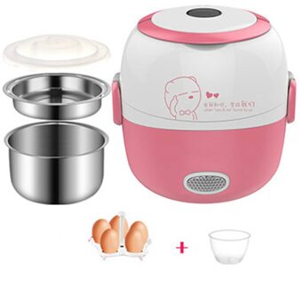 Elektrische Lunchbox Warmte Behoud Multifunctionele Double-Layer Verwarming Rijstkoker Kleine Roestvrijstalen Met Lunchbox roze