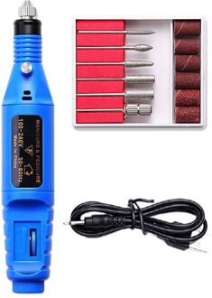 Elektrische Manicure Kit Nail File Remover Elektrische Nail Boor Filing Machine Pedicure Kit Met 6 Nail Boor Voor Nagels blauw