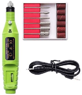 Elektrische Manicure Kit Nail File Remover Elektrische Nail Boor Filing Machine Pedicure Kit Met 6 Nail Boor Voor Nagels groen