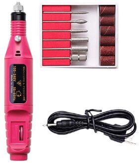 Elektrische Manicure Kit Nail File Remover Elektrische Nail Boor Filing Machine Pedicure Kit Met 6 Nail Boor Voor Nagels roos rood