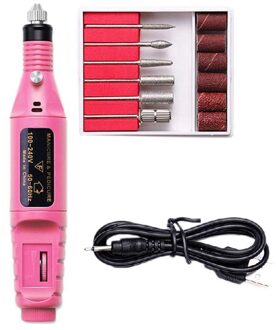 Elektrische Manicure Kit Nail File Remover Elektrische Nail Boor Filing Machine Pedicure Kit Met 6 Nail Boor Voor Nagels roze
