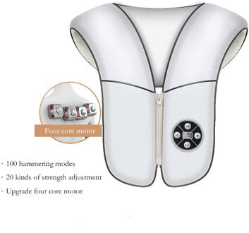 Elektrische Massage Cape Nek En Back Massager Shiatsu Cervicale Massager Voor Nek Massage Verlichten Vermoeidheid Massage Sjaal 4 core motor wit