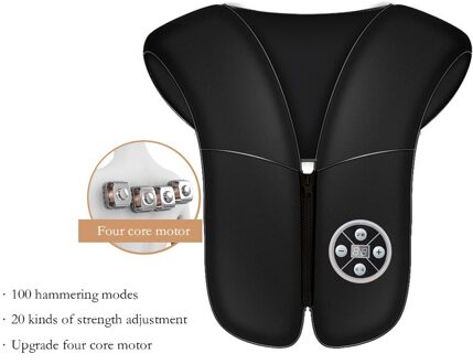 Elektrische Massage Cape Nek En Back Massager Shiatsu Cervicale Massager Voor Nek Massage Verlichten Vermoeidheid Massage Sjaal 4 core motor zwart